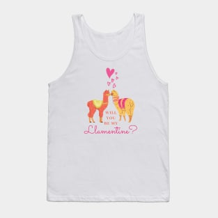 Cute Will You Be My Llamentine Romantic Animal Pun Saying for Valentines Tank Top